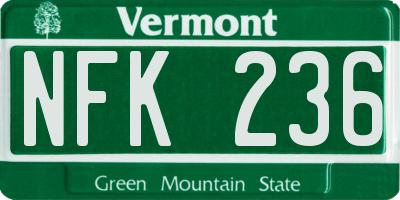 VT license plate NFK236