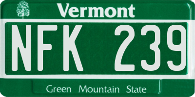 VT license plate NFK239