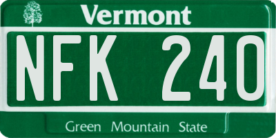 VT license plate NFK240