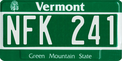 VT license plate NFK241