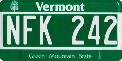 VT license plate NFK242