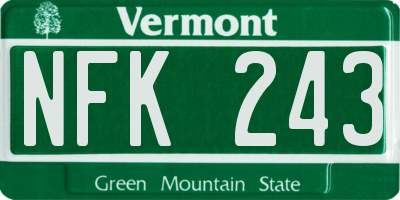 VT license plate NFK243