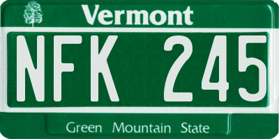 VT license plate NFK245