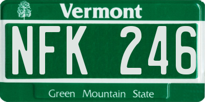 VT license plate NFK246