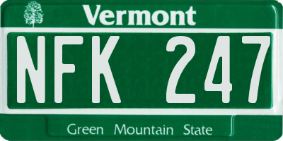 VT license plate NFK247
