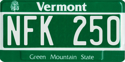 VT license plate NFK250