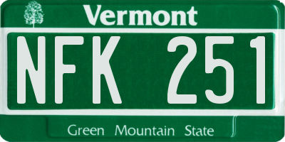 VT license plate NFK251