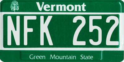 VT license plate NFK252