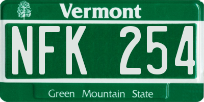 VT license plate NFK254