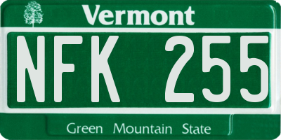 VT license plate NFK255