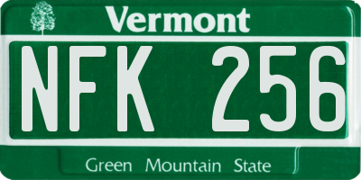 VT license plate NFK256