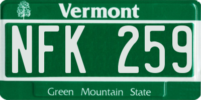 VT license plate NFK259