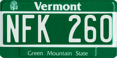VT license plate NFK260