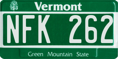 VT license plate NFK262