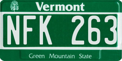 VT license plate NFK263