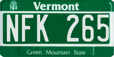VT license plate NFK265