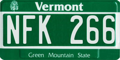 VT license plate NFK266