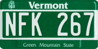 VT license plate NFK267