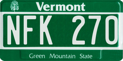 VT license plate NFK270