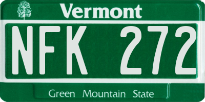 VT license plate NFK272