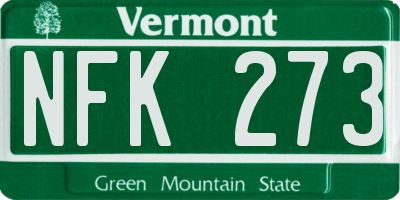 VT license plate NFK273