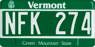 VT license plate NFK274