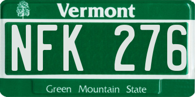 VT license plate NFK276
