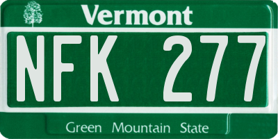 VT license plate NFK277