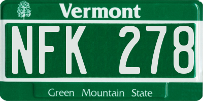 VT license plate NFK278
