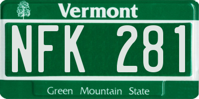 VT license plate NFK281
