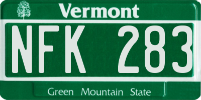 VT license plate NFK283