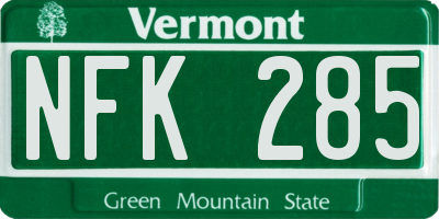 VT license plate NFK285