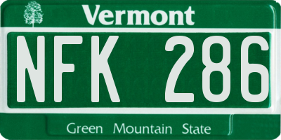 VT license plate NFK286