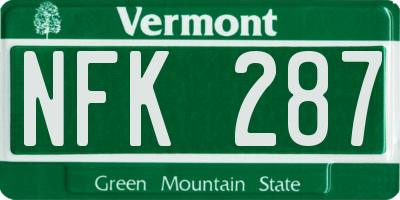 VT license plate NFK287