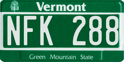 VT license plate NFK288