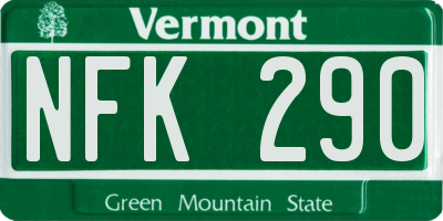 VT license plate NFK290
