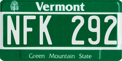 VT license plate NFK292