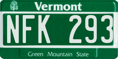 VT license plate NFK293
