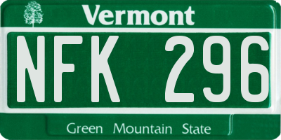 VT license plate NFK296