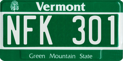 VT license plate NFK301