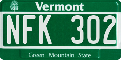 VT license plate NFK302
