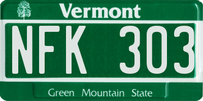 VT license plate NFK303
