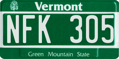 VT license plate NFK305