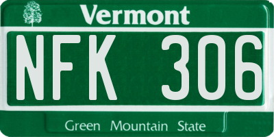 VT license plate NFK306