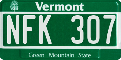 VT license plate NFK307