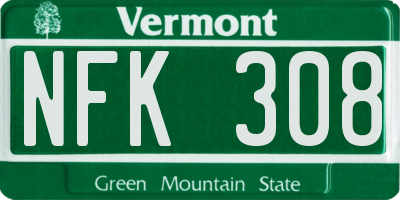 VT license plate NFK308