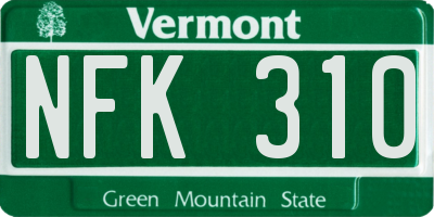 VT license plate NFK310
