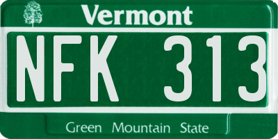 VT license plate NFK313