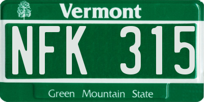VT license plate NFK315