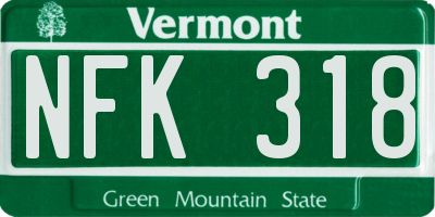 VT license plate NFK318